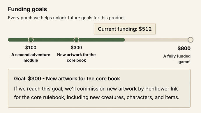 Funding goals: Display goal description
