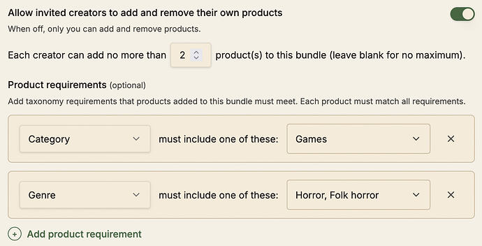 Collab bundle product rules